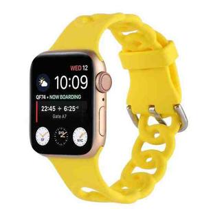 Hollow Silicone Watch Band For Apple Watch Series 8&7 41mm / SE 2&6&SE&5&4 40mm / 3&2&1 38mm(Yellow)