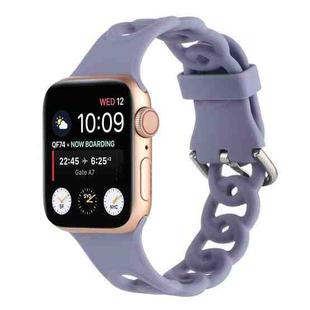 Hollow Silicone Watch Band For Apple Watch Series 8&7 41mm / SE 2&6&SE&5&4 40mm / 3&2&1 38mm(Light Purple)