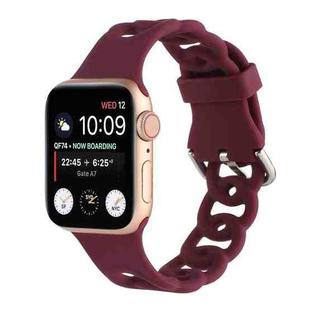 Hollow Silicone Watch Band For Apple Watch Series 8&7 41mm / SE 2&6&SE&5&4 40mm / 3&2&1 38mm(Wine Red)