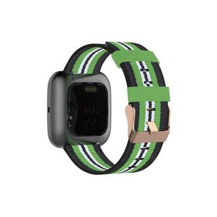 For FITBIT Versa Canvas Watch Band(Black Lime)