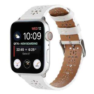 Hollow Genuine Leather Watch Band For Apple Watch Series 8&7 41mm / SE 2&6&SE&5&4 40mm / 3&2&1 38mm(White)