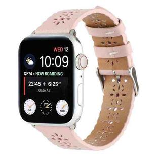Hollow Genuine Leather Watch Band For Apple Watch Series 8&7 41mm / SE 2&6&SE&5&4 40mm / 3&2&1 38mm(Pink)