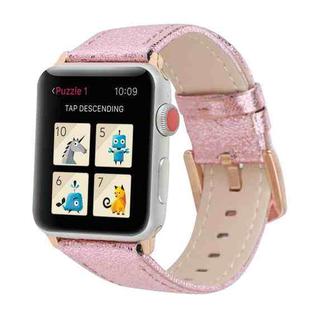 Glitter Genuine Leather Watch Band For Apple Watch Series 8&7 41mm / SE 2&6&SE&5&4 40mm / 3&2&1 38mm(Pink)