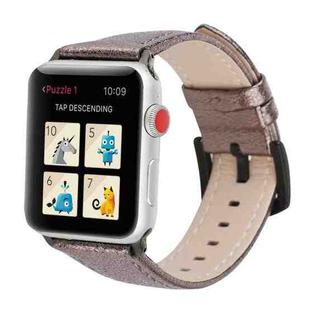 Glitter Genuine Leather Watch Band For Apple Watch Series 8&7 41mm / SE 2&6&SE&5&4 40mm / 3&2&1 38mm(Grey)