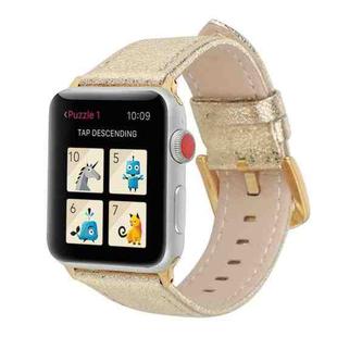 Glitter Genuine Leather Watch Band For Apple Watch Series 8&7 41mm / SE 2&6&SE&5&4 40mm / 3&2&1 38mm(Gold)