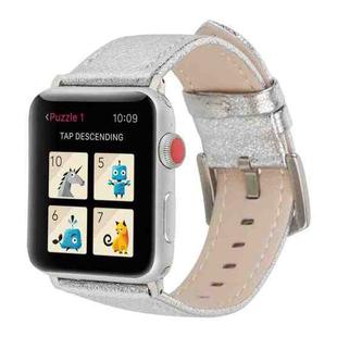 Glitter Genuine Leather Watch Band For Apple Watch Series 8&7 41mm / SE 2&6&SE&5&4 40mm / 3&2&1 38mm(Silver)
