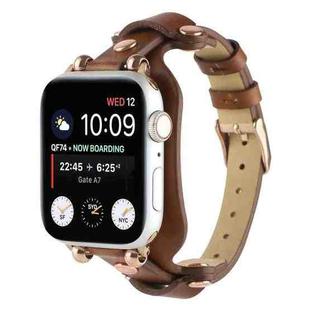 Bracelet Genuine Leather Watch Band For Apple Watch Ultra 49mm / Series 8&7 45mm / SE 2&6&SE&5&4 44mm / 3&2&1 42mm(Dark Brown)