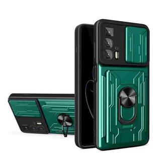 For Motorola Edge 20 Pro Sliding Camshield TPU+PC Phone Case with Card Slot(Dark Green)