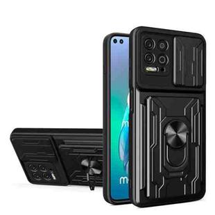 For Motorola Moto G100 Sliding Camshield TPU+PC Phone Case with Card Slot(Black)