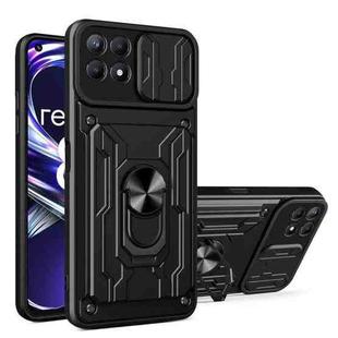 For OPPO Realme 8i Sliding Camshield TPU+PC Phone Case with Card Slot(Black)