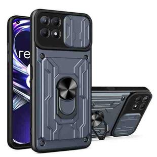 For OPPO Realme 8i Sliding Camshield TPU+PC Phone Case with Card Slot(Grey)