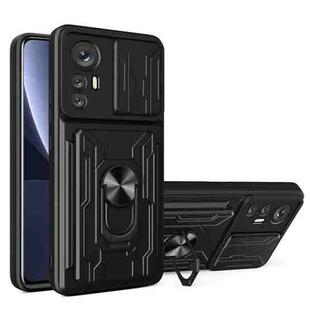 For Xiaomi 12 Pro Sliding Camshield TPU+PC Phone Case with Card Slot(Black)