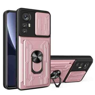 For Xiaomi 12 Pro Sliding Camshield TPU+PC Phone Case with Card Slot(Rose Gold)