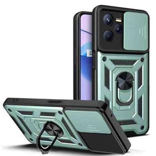 For OPPO Realme C35 Sliding Camera Cover Design TPU+PC Phone Case(Green)