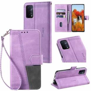 For OPPO A54 4G Splicing Leather Phone Case(Purple)