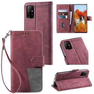 For OPPO A94 5G Splicing Leather Phone Case(Red)