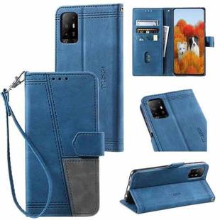 For OPPO A94 5G Splicing Leather Phone Case(Blue)