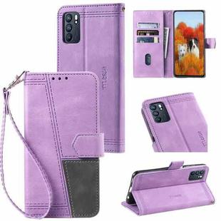 For OPPO Reno6 Splicing Leather Phone Case(Purple)