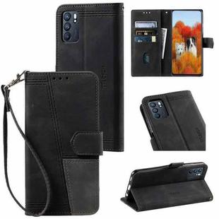 For OPPO Reno6 Splicing Leather Phone Case(Black)