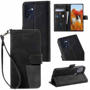 For OPPO Reno7 5G Splicing Leather Phone Case(Black)