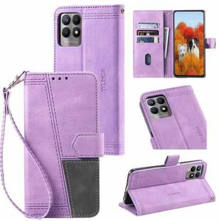 For OPPO Realme 8i Splicing Leather Phone Case(Purple)