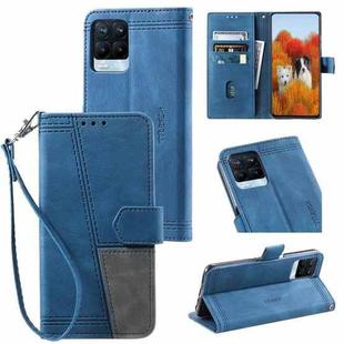 For OPPO Realme 8 Pro Splicing Leather Phone Case(Blue)