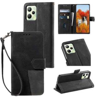 For OPPO Realme C35 Splicing Leather Phone Case(Black)