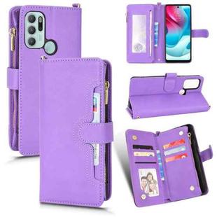 For Motorola Moto G60s Litchi Texture Zipper Leather Phone Case(Purple)