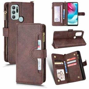 For Motorola Moto G60s Litchi Texture Zipper Leather Phone Case(Brown)