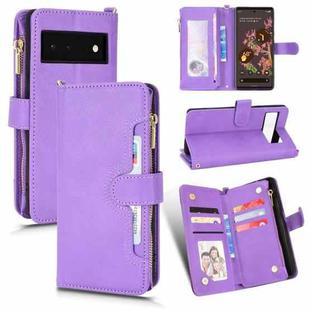 For Google Pixel 6 Litchi Texture Zipper Leather Phone Case(Purple)