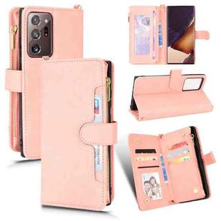 For Samsung Galaxy Note20 Ultra Litchi Texture Zipper Leather Phone Case(Pink)