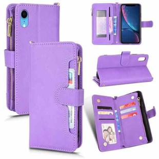For iPhone XR Litchi Texture Zipper Leather Phone Case(Purple)