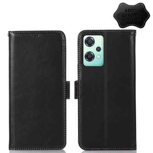 For OnePlus Nord CE 2 Lite 5G Crazy Horse Top Layer Cowhide Leather Phone Case(Black)