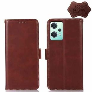 For OnePlus Nord CE 2 Lite 5G Crazy Horse Top Layer Cowhide Leather Phone Case(Brown)