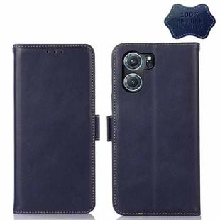 For OPPO K10 5G Crazy Horse Top Layer Cowhide Leather Phone Case(Blue)