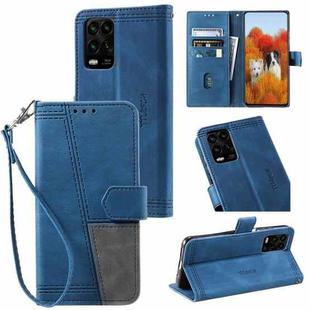 For Xiaomi Redmi 10 Splicing Leather Phone Case(Blue)