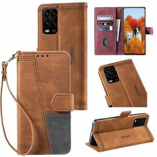 For Xiaomi Redmi 10 Splicing Leather Phone Case(Brown)