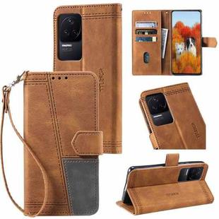 For Xiaomi Redmi K50/K50 Pro Splicing Leather Phone Case(Brown)