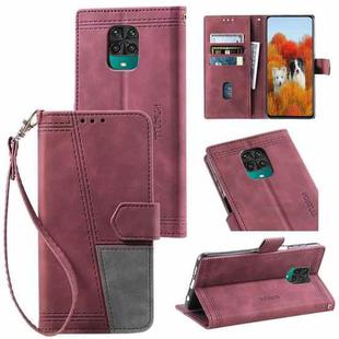 For Xiaomi Redmi Note 9 Pro Splicing Leather Phone Case(Red)