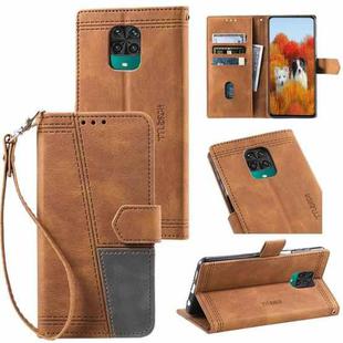 For Xiaomi Redmi Note 9 Pro Splicing Leather Phone Case(Brown)