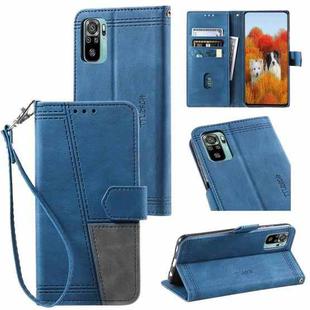 For Xiaomi Redmi Note 10 4G Splicing Leather Phone Case(Blue)