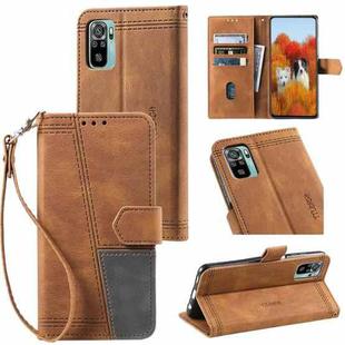 For Xiaomi Redmi Note 10 4G Splicing Leather Phone Case(Brown)