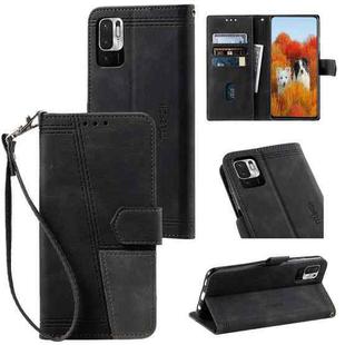 For Xiaomi Redmi Note 10 5G Splicing Leather Phone Case(Black)