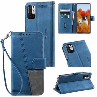 For Xiaomi Redmi Note 10 5G Splicing Leather Phone Case(Blue)
