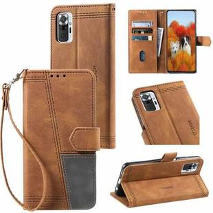 For Xiaomi Redmi Note 10 Pro 4G Splicing Leather Phone Case(Brown)