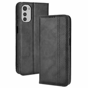 For Motorola Moto E32 4G Magnetic Buckle Retro Texture Leather Phone Case(Black)