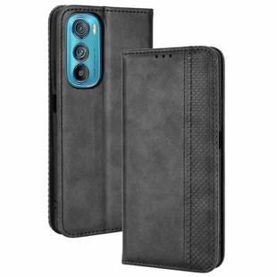 For Motorola Edge 30 Magnetic Buckle Retro Texture Leather Phone Case(Black)