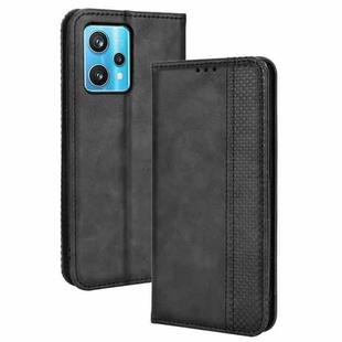 For OPPO Realme 9 4G / 9 Pro+ Magnetic Buckle Retro Texture Leather Phone Case(Black)
