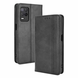 For OPPO Realme 9 5G India / V13 5G / 8 5G Magnetic Buckle Retro Texture Leather Phone Case(Black)
