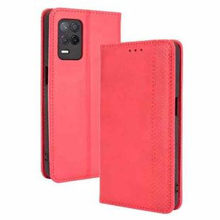 For OPPO Realme 9 5G India / V13 5G / 8 5G Magnetic Buckle Retro Texture Leather Phone Case(Red)